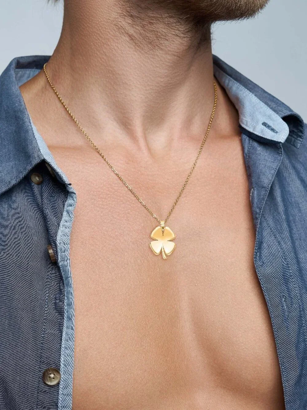 10k Solid Gold Four Leaf Clover Pendant: Lucky St. Patrick's Day Charm